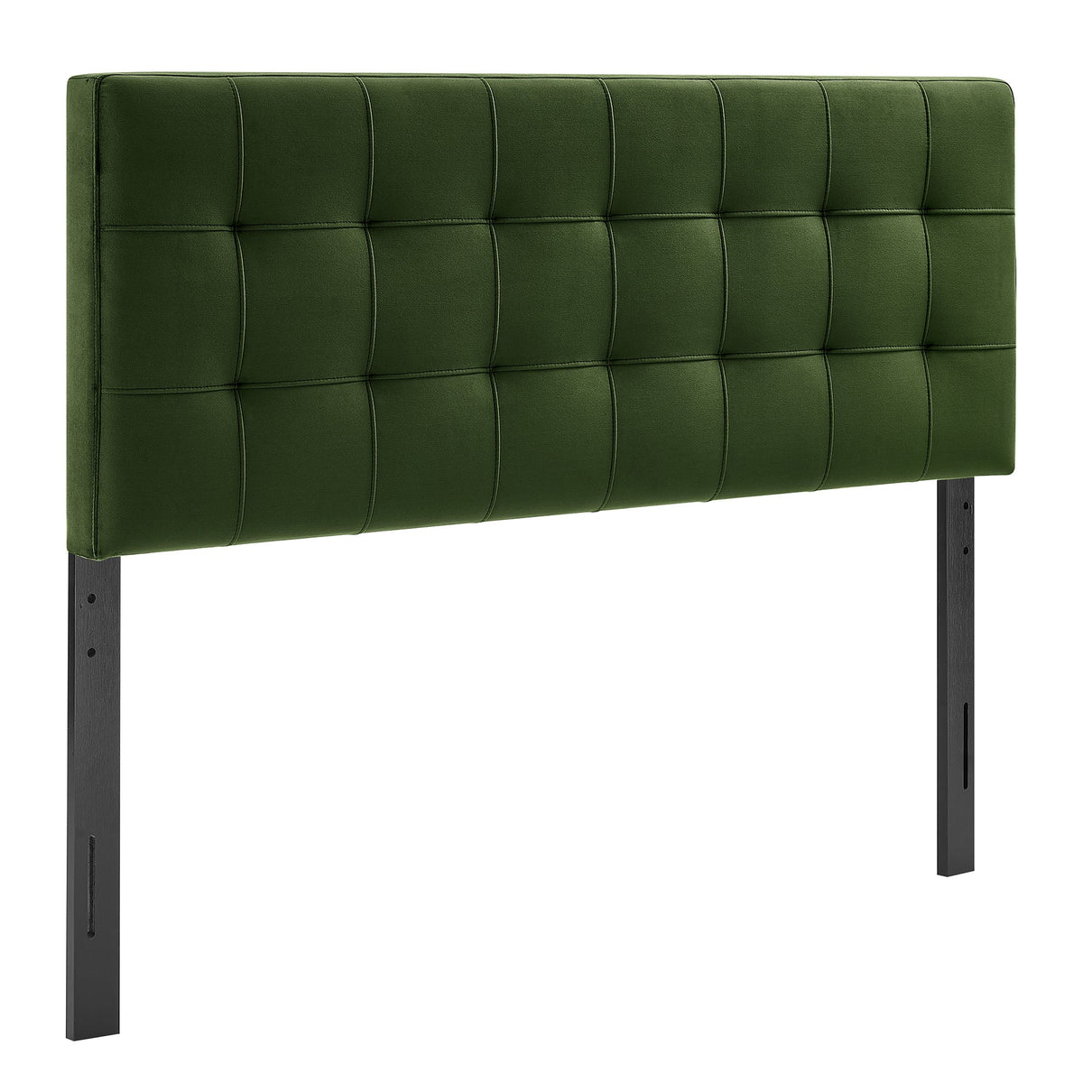 Lily Stain-Resistant Velvet Headboard in green with tufted channels and black legs by Modway on Tampa Home & Garden Store