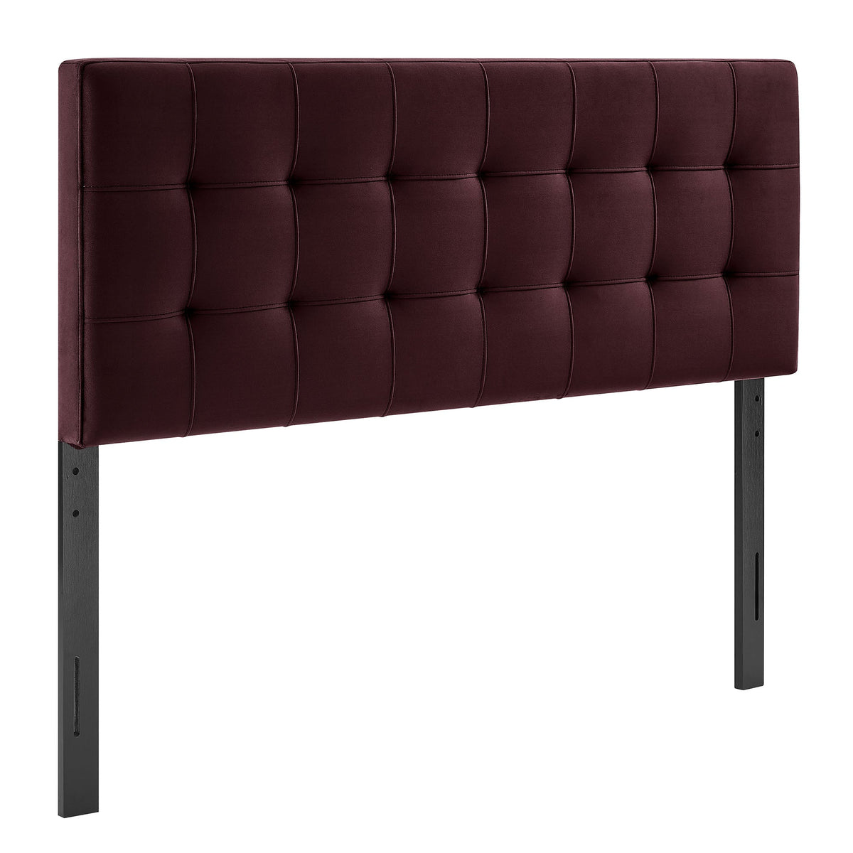 Lily stain-resistant velvet headboard in burgundy tufted panels and metal legs by Modway on Tampa Home & Garden Store