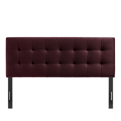 Lily stain-resistant velvet headboard in burgundy with tufted squares by HouseOfZazla on Tampa Home & Garden Store