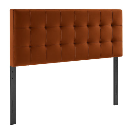 Lily stain-resistant performance velvet headboard in cognac, tufted panel design on Tampa Home & Garden Store
