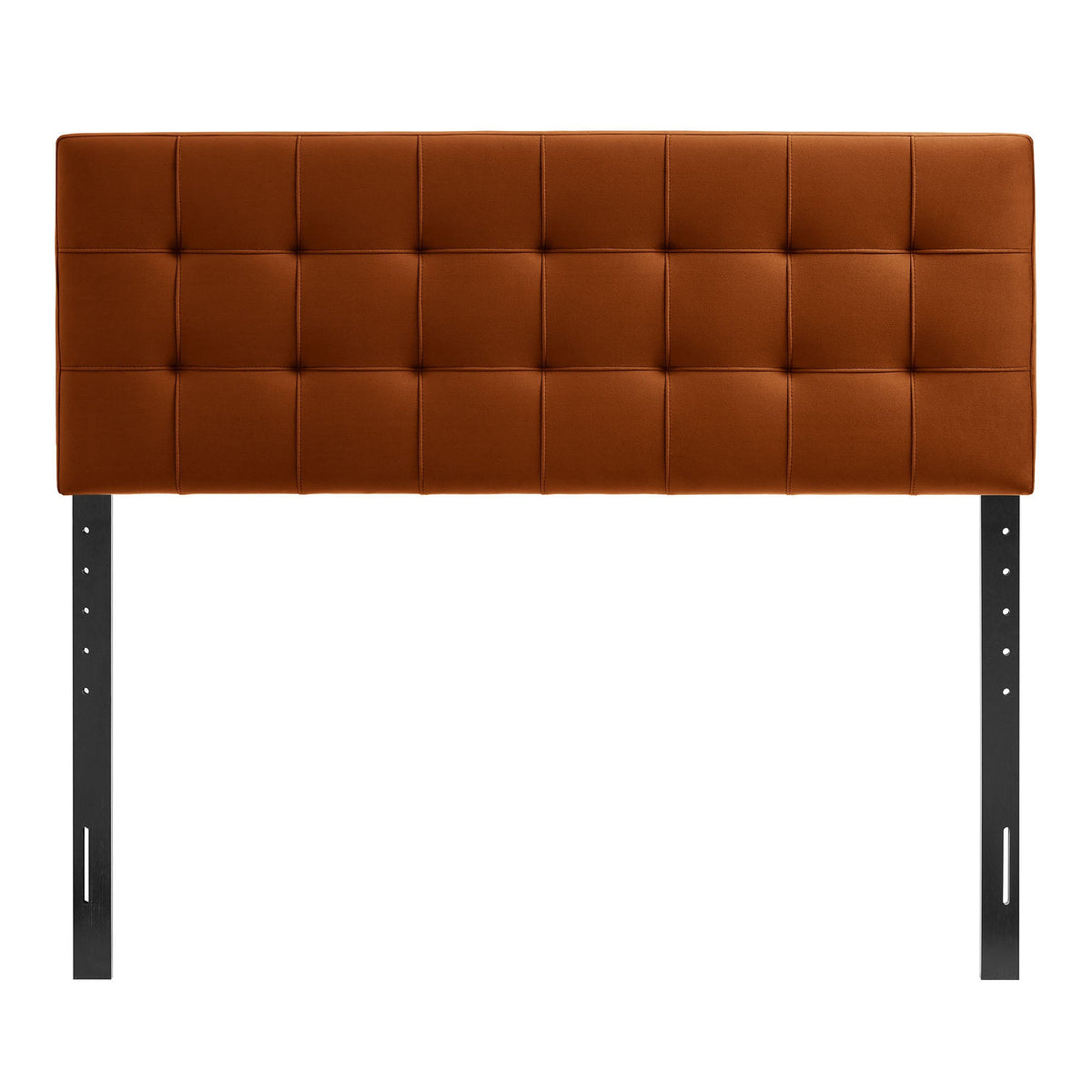 Lily stain-resistant velvet headboard caramel brown with tufted panels on metal legs by Modway on Tampa Home & Garden Store