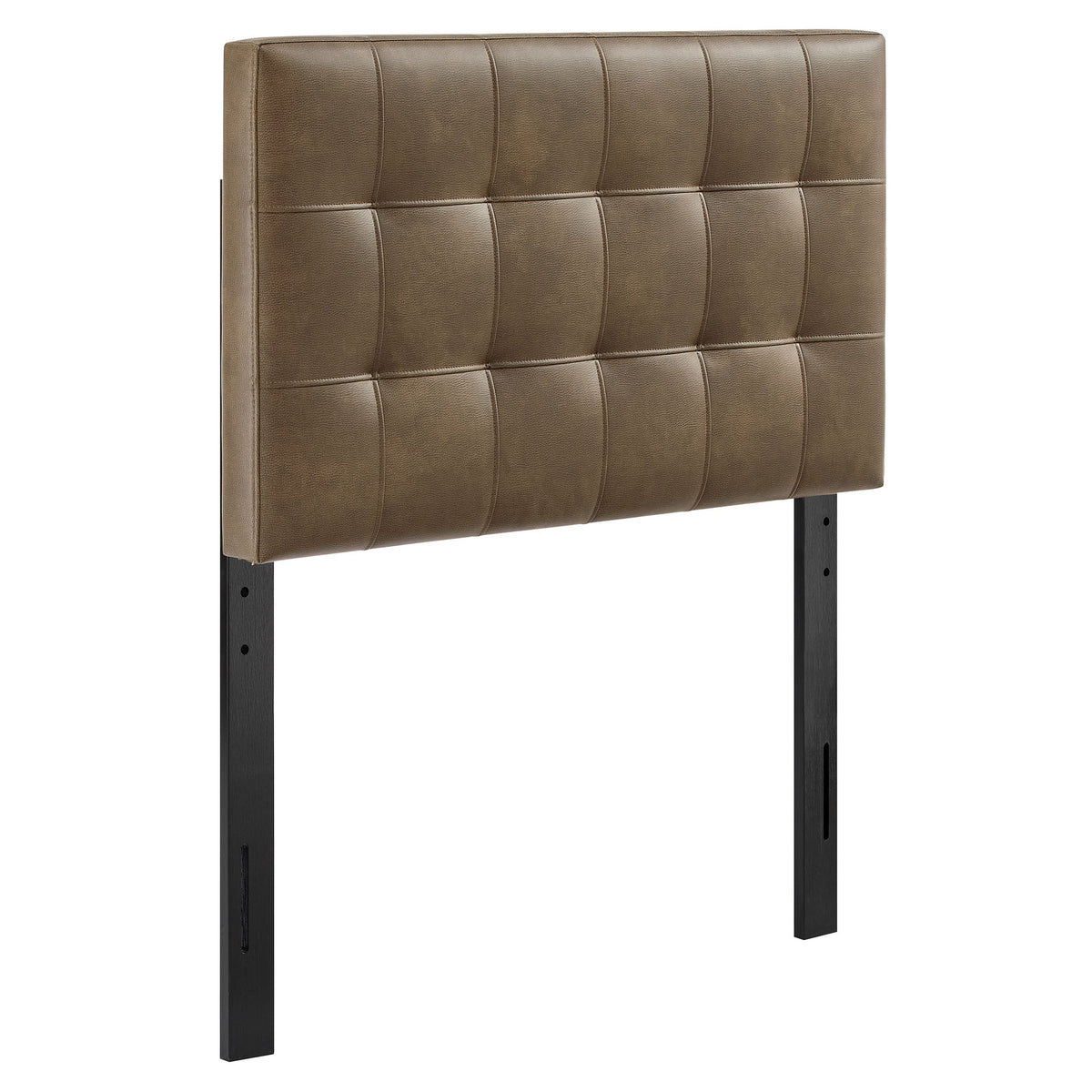 Lily vegan leather headboard by Modway in brown with tufted panels and metal legs HouseOfZazla on Tampa Home & Garden Store