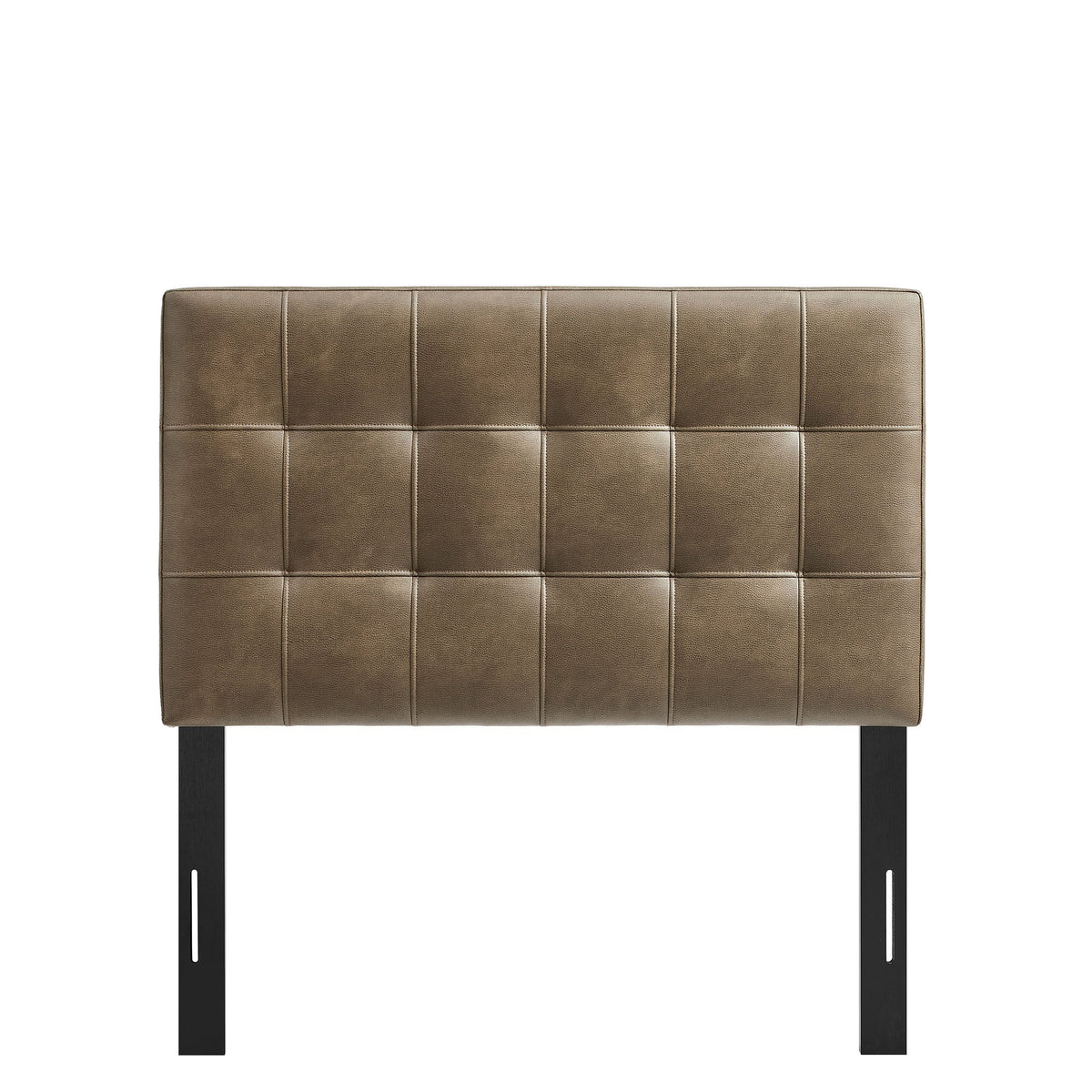 Lily Vegan Leather Headboard by Modway in brown vegan leather with grid-tufted panels on Tampa Home & Garden Store