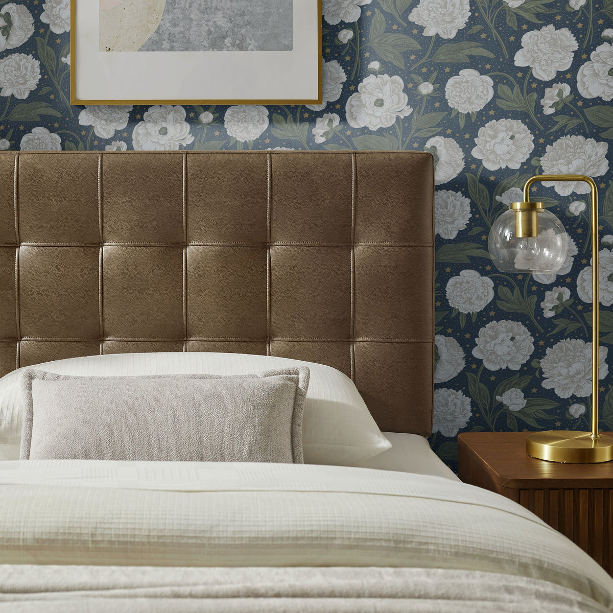 Lily Vegan Leather Headboard by Modway in brown tufted vegan leather on Tampa Home & Garden Store
