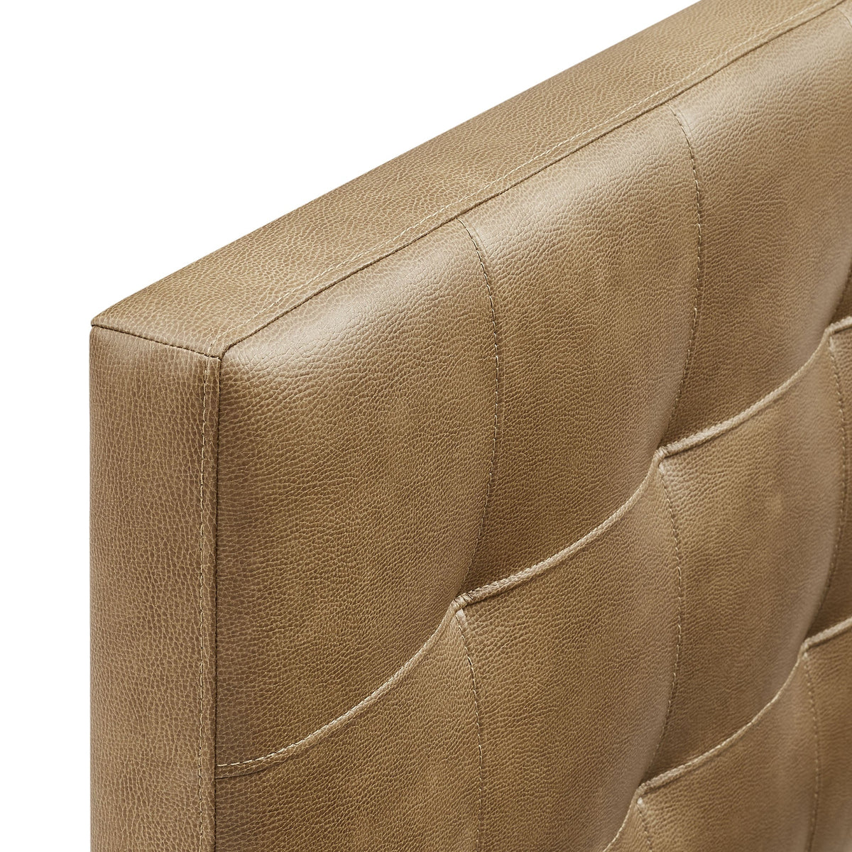 Lily Vegan Leather Headboard by Modway, tan faux leather with stitched panels on Tampa Home & Garden Store