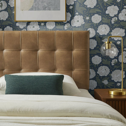 Lily Vegan Leather Headboard by Modway in tan vegan leather with square tufting on Tampa Home & Garden Store