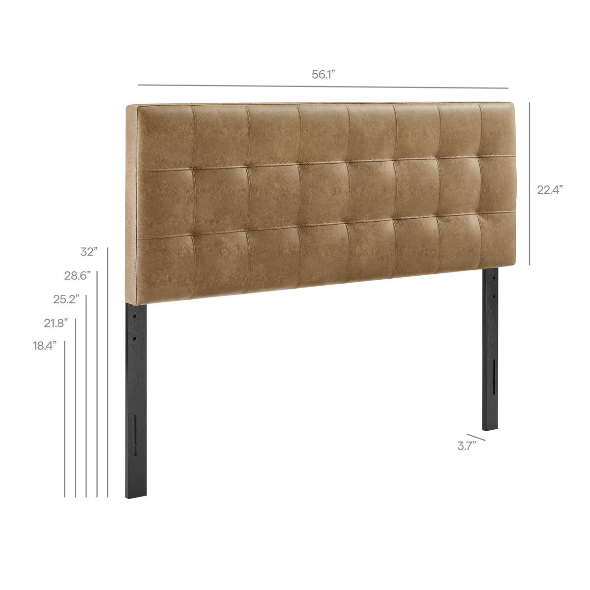 Lily Vegan Leather Headboard by Modway in tan tufted upholstery with metal legs on Tampa Home & Garden Store