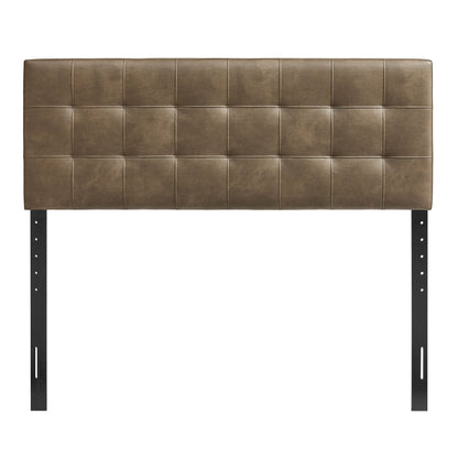 Lily Vegan Leather Headboard brown tufted vegan leather with black metal legs HouseOfZazla on Tampa Home & Garden Store