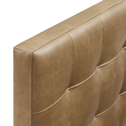 Lily Vegan Leather Headboard tan faux leather with stitched panels by Modway HouseOfZazla on Tampa Home & Garden Store