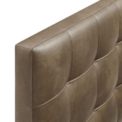 Lily vegan leather headboard by Modway in taupe brown with stitched curved panels on Tampa Home & Garden Store