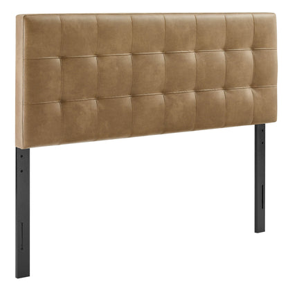 Lily Vegan Leather Headboard by Modway, tan tufted vegan leather with grid stitching on Tampa Home & Garden Store