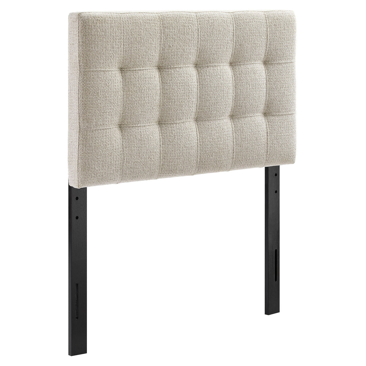 Lily Upholstered Headboard by Modway, beige tufted fabric with pattern, black metal legs on Tampa Home & Garden Store
