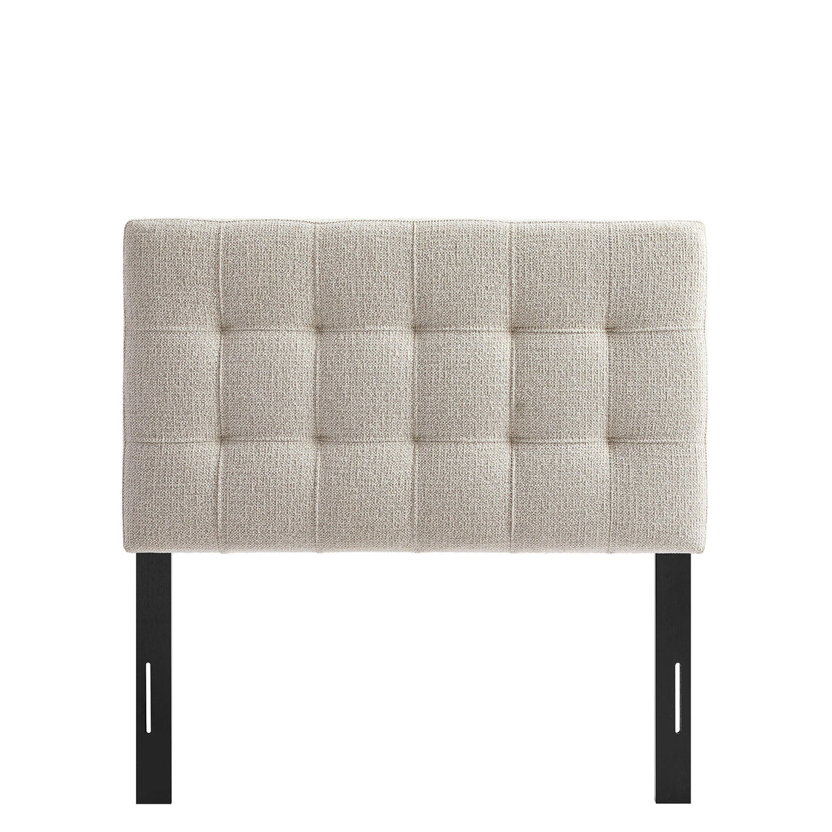 Lily Upholstered Headboard by Modway in beige fabric with vertical channels and black legs on Tampa Home & Garden Store