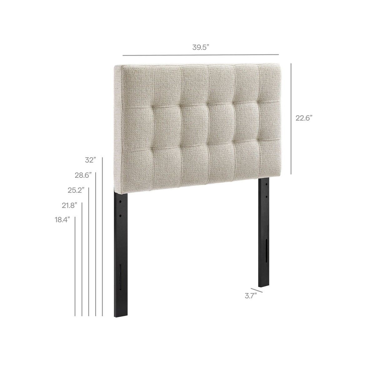 Lily Upholstered Headboard by Modway beige tufted fabric on Tampa Home & Garden Store