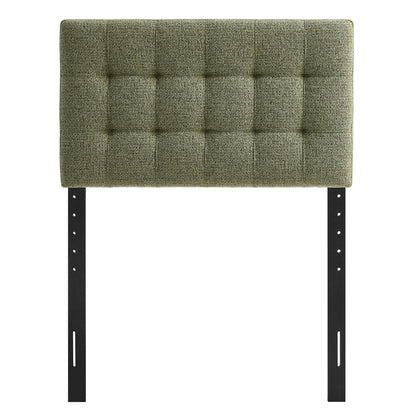 Headboard Lily Upholstered by Modway in olive fabric with tufted squares and black metal legs on Tampa Home & Garden Store