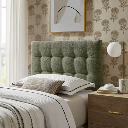Lily Upholstered Headboard by Modway in green textured fabric with channel-tufting on Tampa Home & Garden Store