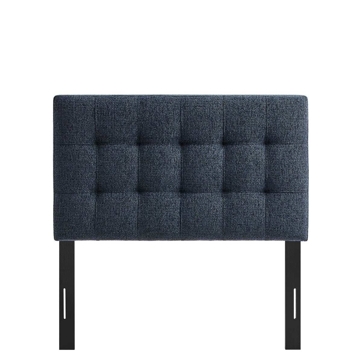 Lily Upholstered Headboard by Modway, dark blue textured fabric, tufted panels, black legs on Tampa Home & Garden Store