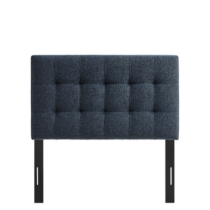 Lily Upholstered Headboard by Modway, dark blue textured fabric, tufted panels, black legs on Tampa Home & Garden Store