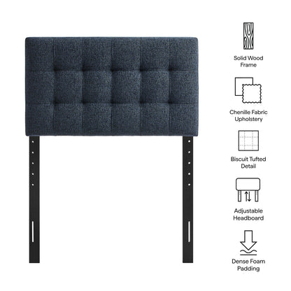 Lily Upholstered Headboard by Modway, navy chenille with biscuit tufting and solid wood frame on Tampa Home & Garden Store