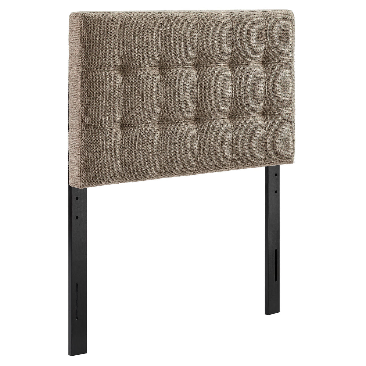 Lily Upholstered Headboard by Modway; beige tufted fabric with grid stitching, black metal legs on Tampa Home & Garden Store