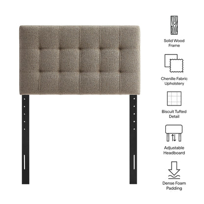 Lily Upholstered Headboard by Modway, brown chenille fabric upholstery on Tampa Home & Garden Store