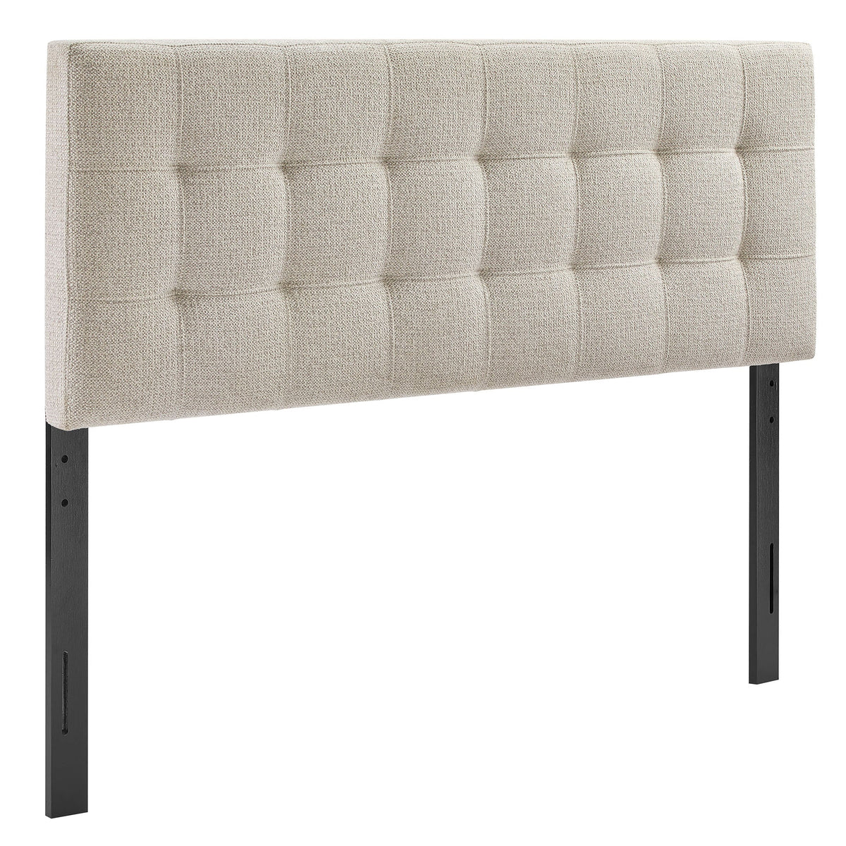 Lily Upholstered Headboard by Modway, beige tufted fabric with black metal legs on Tampa Home & Garden Store