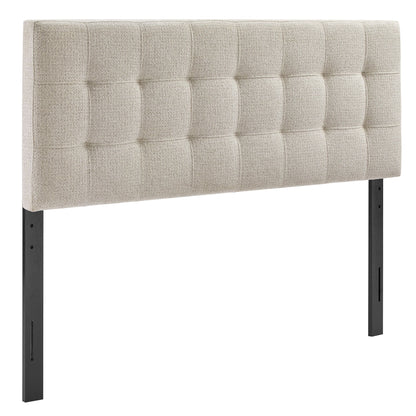 Lily Upholstered Headboard by Modway, beige tufted fabric with black metal legs on Tampa Home & Garden Store
