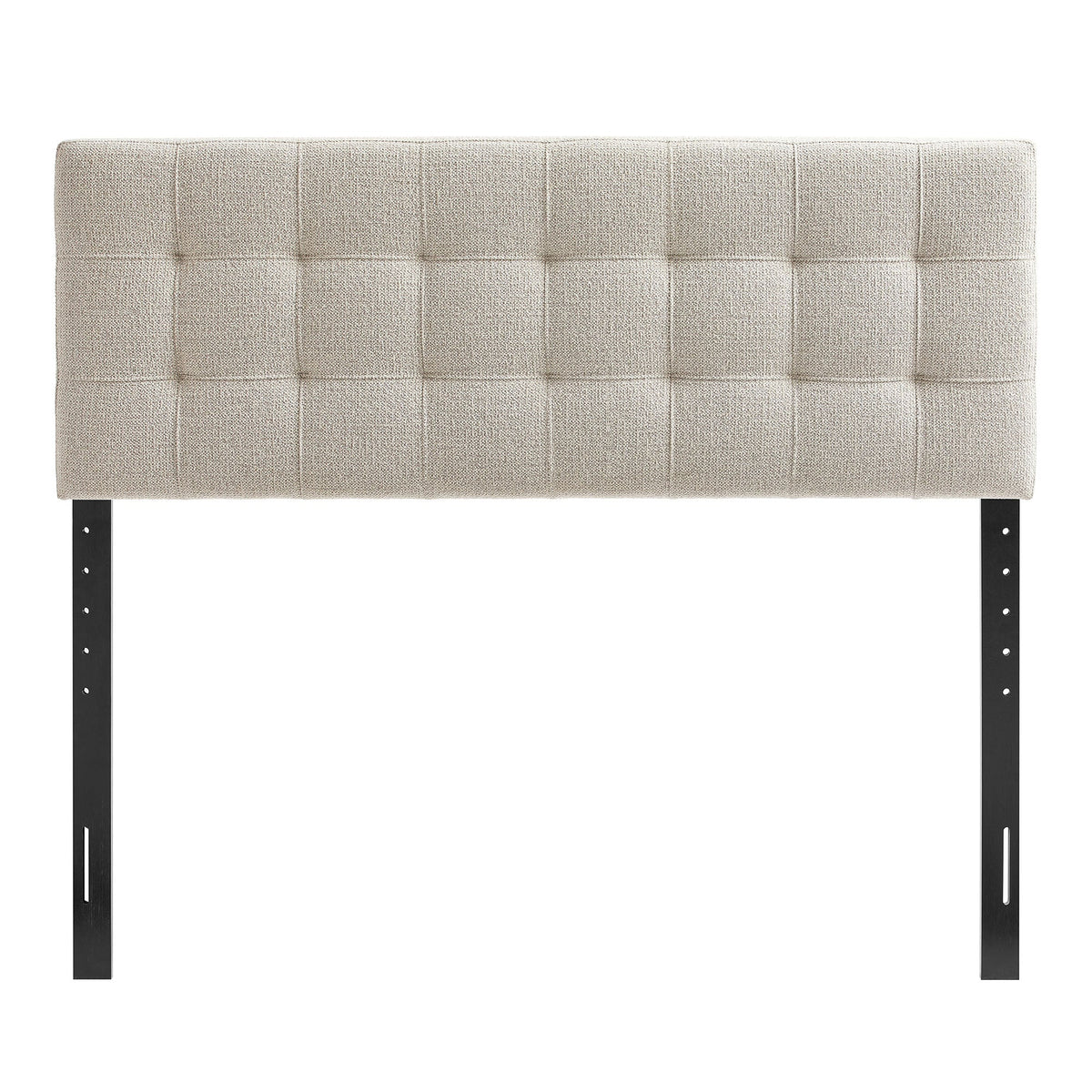 Lily Upholstered Headboard beige tufted fabric with black metal legs HouseOfZazla on Tampa Home & Garden Store