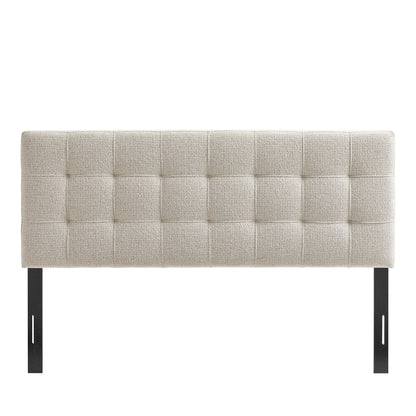 Lily Upholstered Headboard beige fabric with tufted grid pattern and black legs HouseOfZazla on Tampa Home & Garden Store