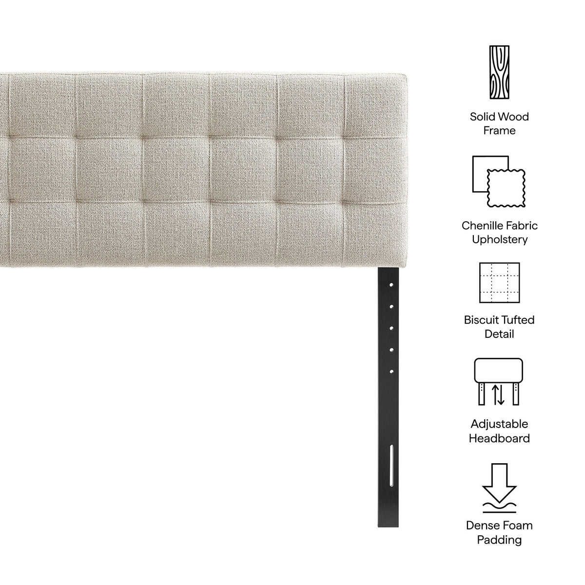 Lily Upholstered Headboard by Modway beige chenille with tufted panels and solid wood frame on Tampa Home & Garden Store