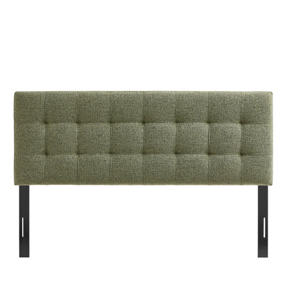 Lily Upholstered Headboard olive fabric with tufted grid and metal legs HouseOfZazla on Tampa Home & Garden Store