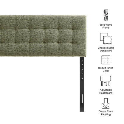 Lily Upholstered Headboard by Modway in gray chenille fabric with tufted panels on solid frame on Tampa Home & Garden Store