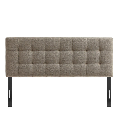 Lily upholstered headboard by Modway in brown tweed with tufting on black metal legs on Tampa Home & Garden Store