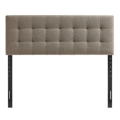 Lily Upholstered Headboard in brown tweed with grid tufting and black metal legs on Tampa Home & Garden Store