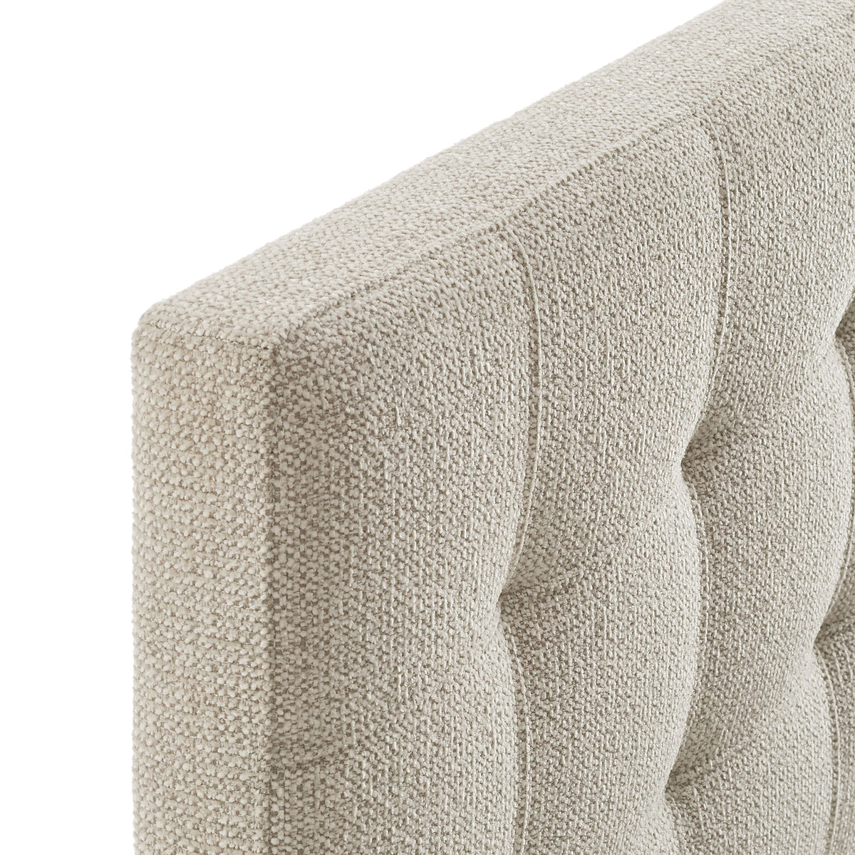 Lily upholstered headboard in beige boucle fabric with rounded edge on Tampa Home & Garden Store