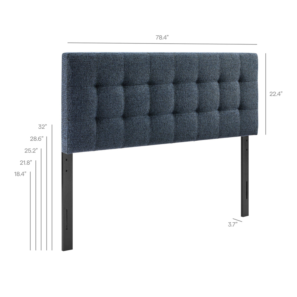 Lily Upholstered Headboard in navy blue textured fabric with tufted panels by HouseOfZazla on Tampa Home & Garden Store