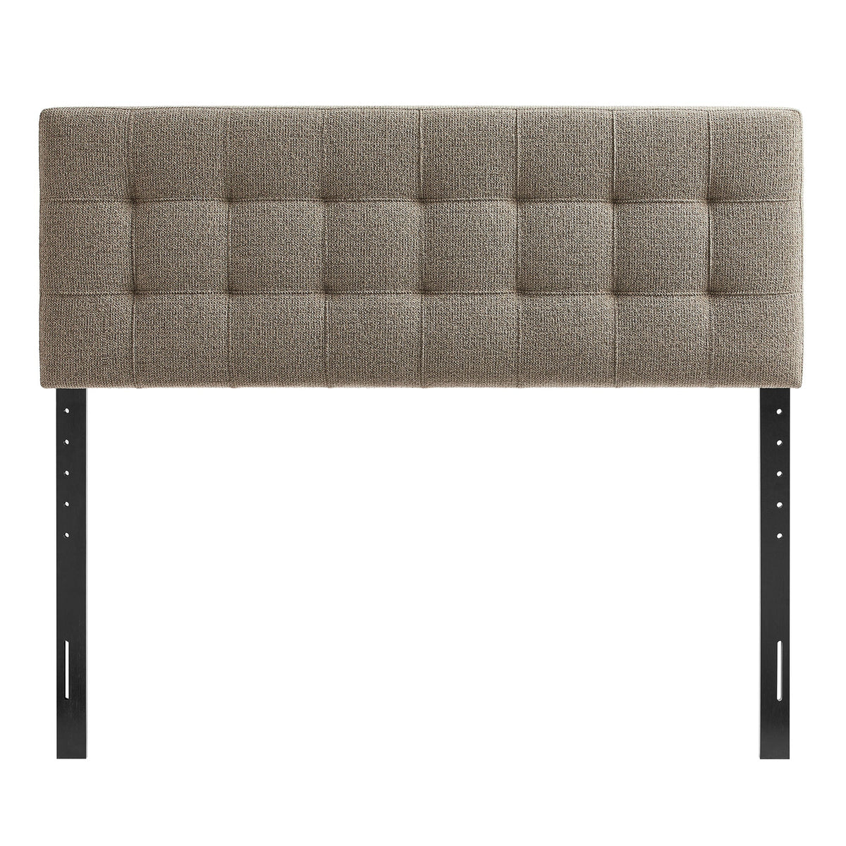 Lily Upholstered Headboard by Modway, brown textured fabric with tufted panels, metal legs on Tampa Home & Garden Store