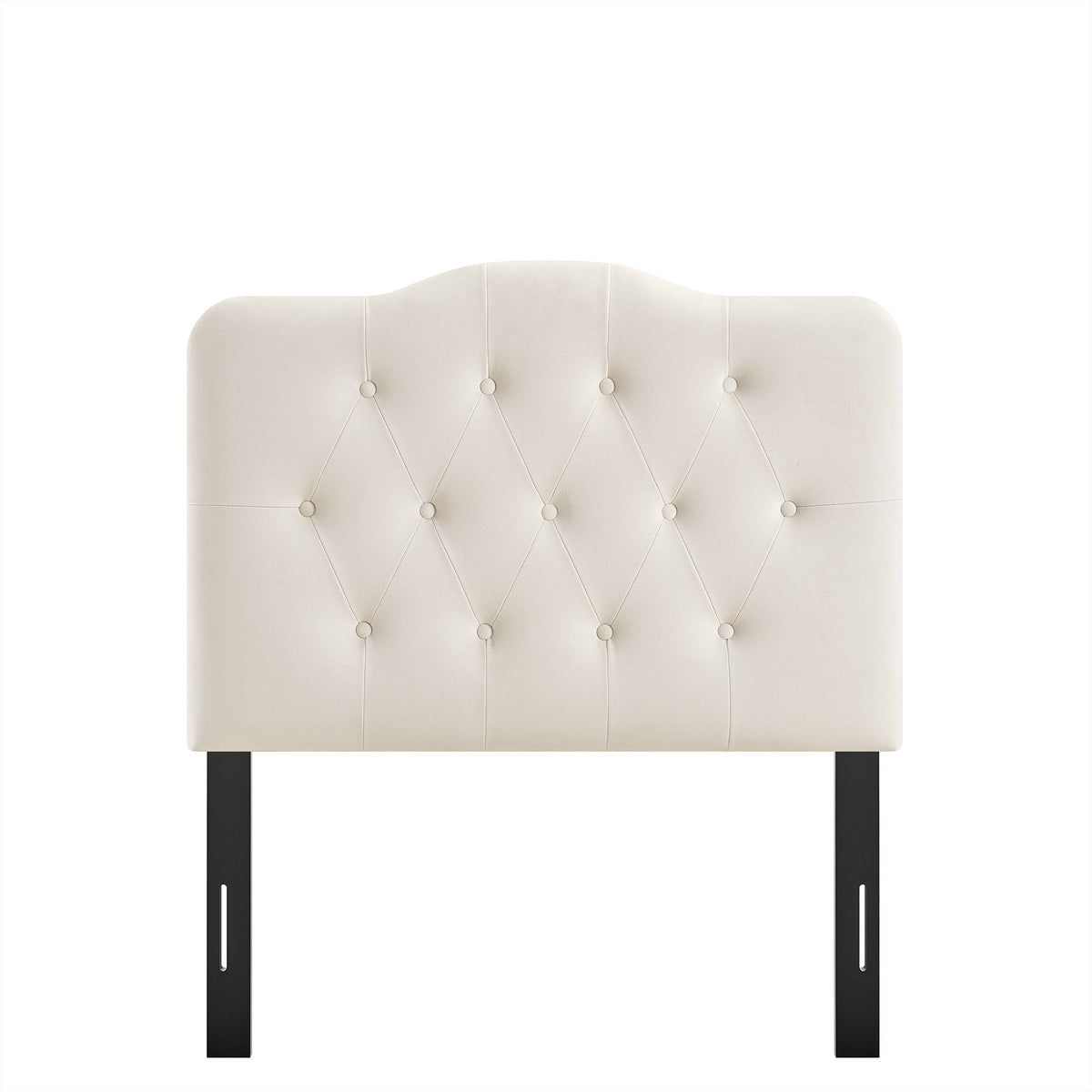 Annabel stain-resistant velvet headboard, cream tufted with diamond stitching, HouseOfZazla on Tampa Home & Garden Store