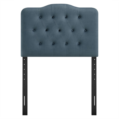 Annabel Stain-Resistant Performance Velvet Headboard by Modway in blue, diamond-tufted upholstery on Tampa Home & Garden Store