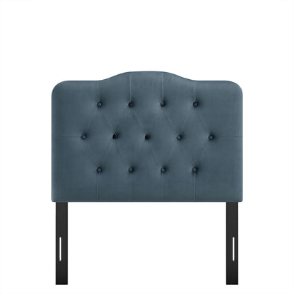 Annabel stain-resistant velvet headboard in blue with tufted diamond pattern by Modway on Tampa Home & Garden Store