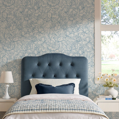 Headboard: Annabel stain-resistant velvet headboard in deep blue with diamond tufting by Modway on Tampa Home & Garden Store