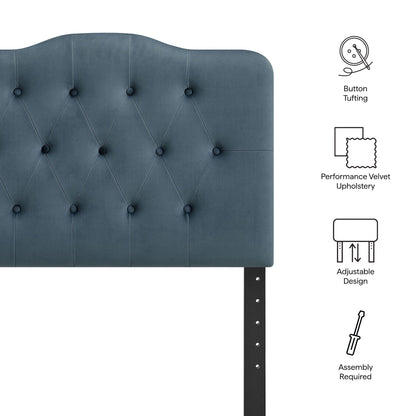Annabel Stain-Resistant Performance Velvet Headboard in blue with button tufting by Modway on Tampa Home & Garden Store