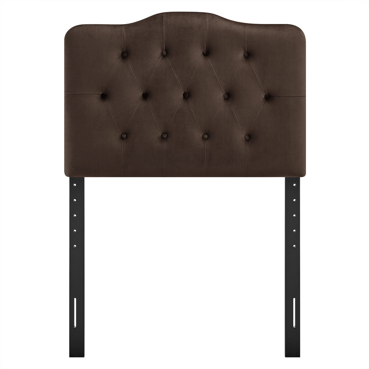 Annabel Stain-Resistant Velvet Headboard by Modway, brown tufted with diamond tufting and legs on Tampa Home & Garden Store