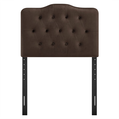 Annabel Stain-Resistant Velvet Headboard by Modway, brown tufted with diamond tufting and legs on Tampa Home & Garden Store
