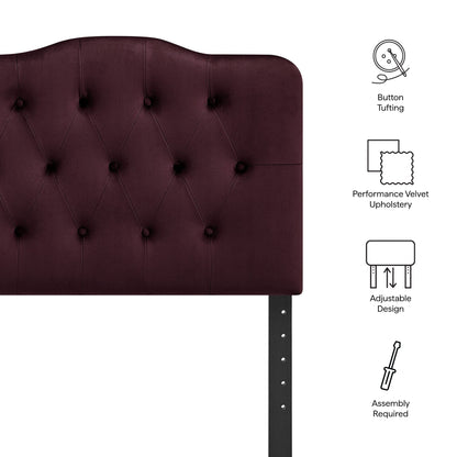 Annabel stain-resistant velvet headboard in burgundy with button tufting on Tampa Home & Garden Store