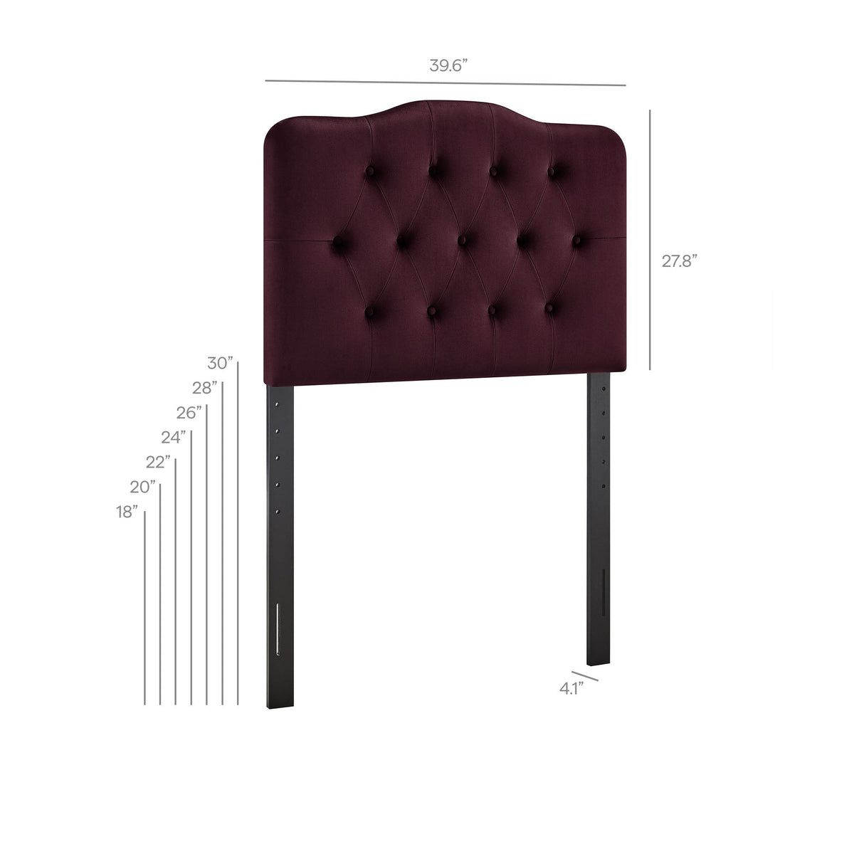 Annabel stain-resistant velvet headboard burgundy with diamond tufting and black legs Modway on Tampa Home & Garden Store