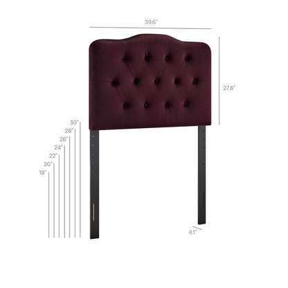 Annabel stain-resistant velvet headboard burgundy with diamond tufting and black legs Modway on Tampa Home & Garden Store