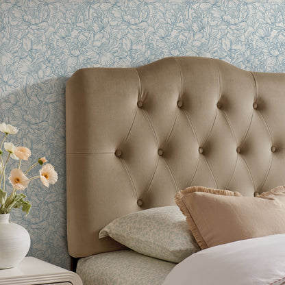 Annabel stain-resistant velvet headboard by Modway, tan with tufted diamond pattern on Tampa Home & Garden Store