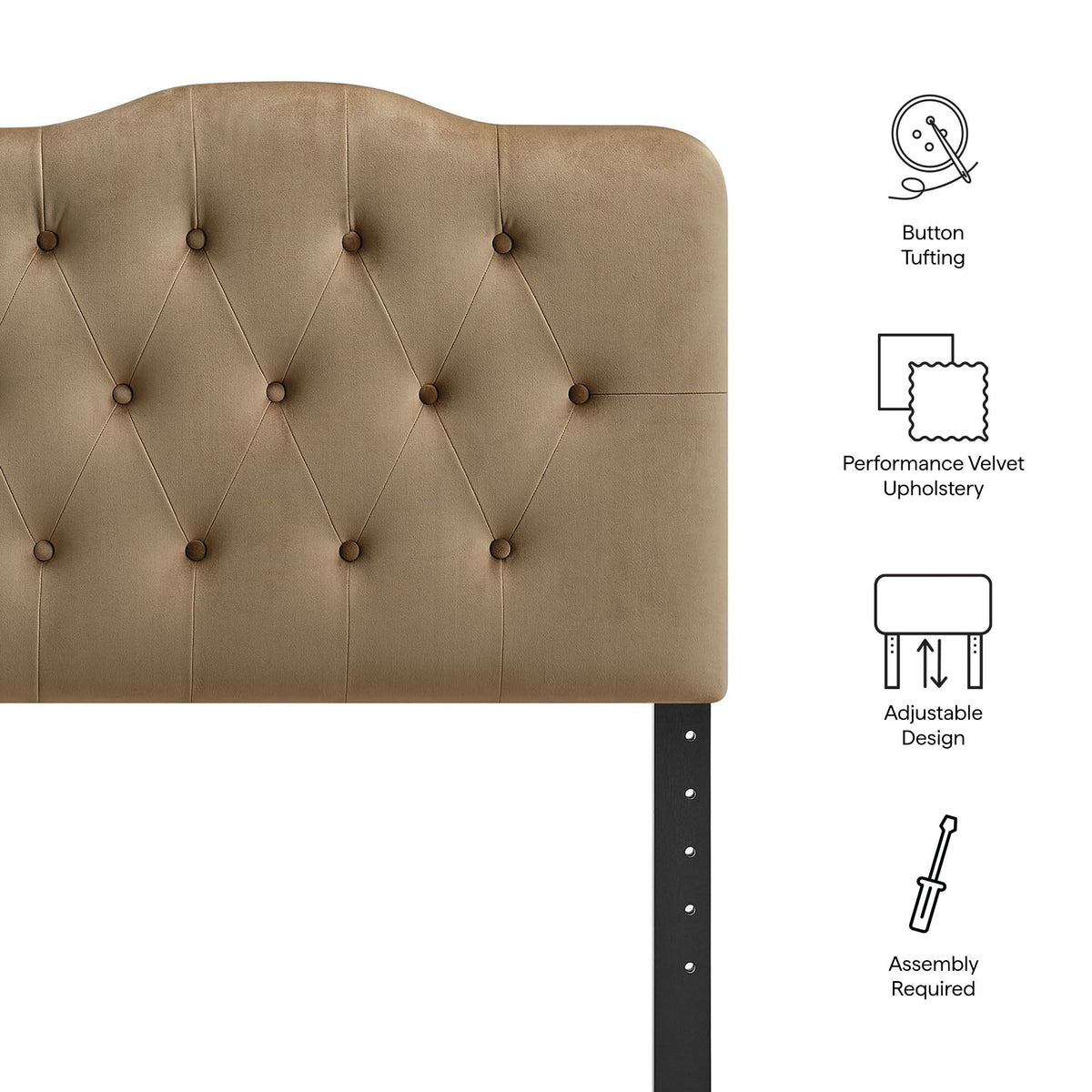 Annabel stain-resistant velvet headboard tan with button tufting by Modway on Tampa Home & Garden Store