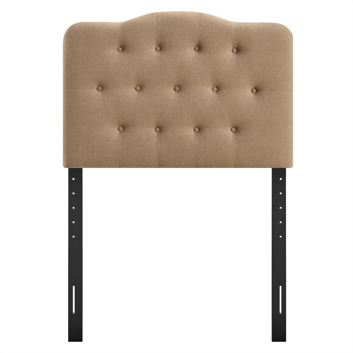 Annabel Premium linen blend headboard by Modway, taupe tufted diamond pattern, black metal legs on Tampa Home & Garden Store